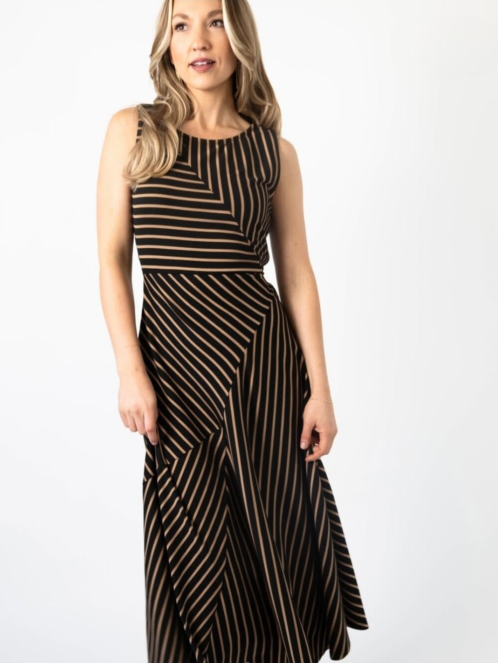 Mynta Striped Sleeveless Maxi Dress